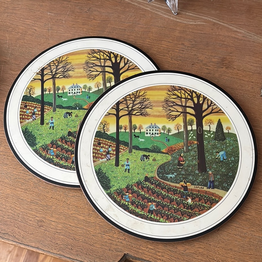Laplau HotPlate Pads with Countryside Scene Set of Two dining room table